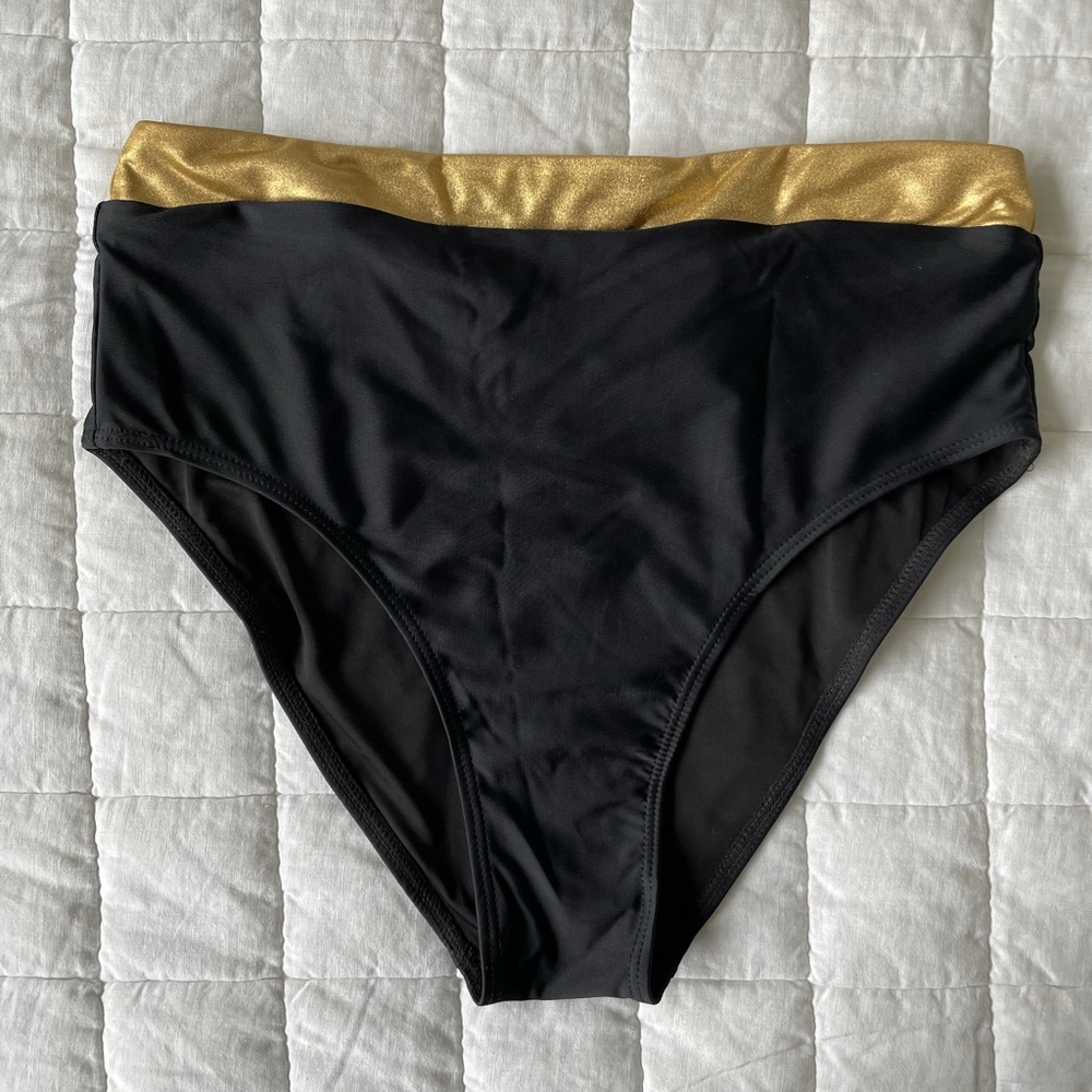 NWOT Summersalt Black and Gold Bikini Bottom- Sz 6